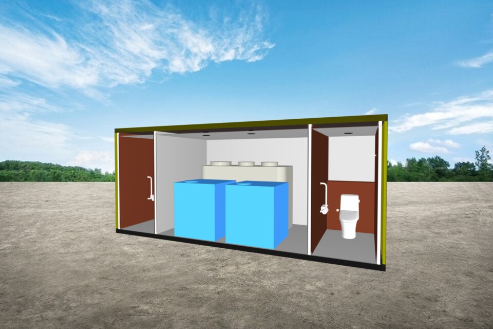 自己処理型トイレの3Dイメージ