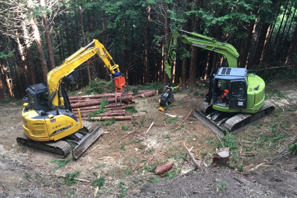 町立林業学校「にちなん中国山地林業アカデミー」で実践的に学ぶ様子