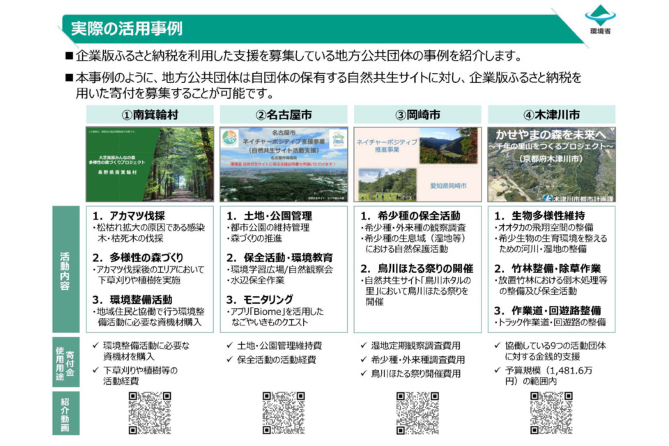 企業版ふるさと納税の実際の活用事例