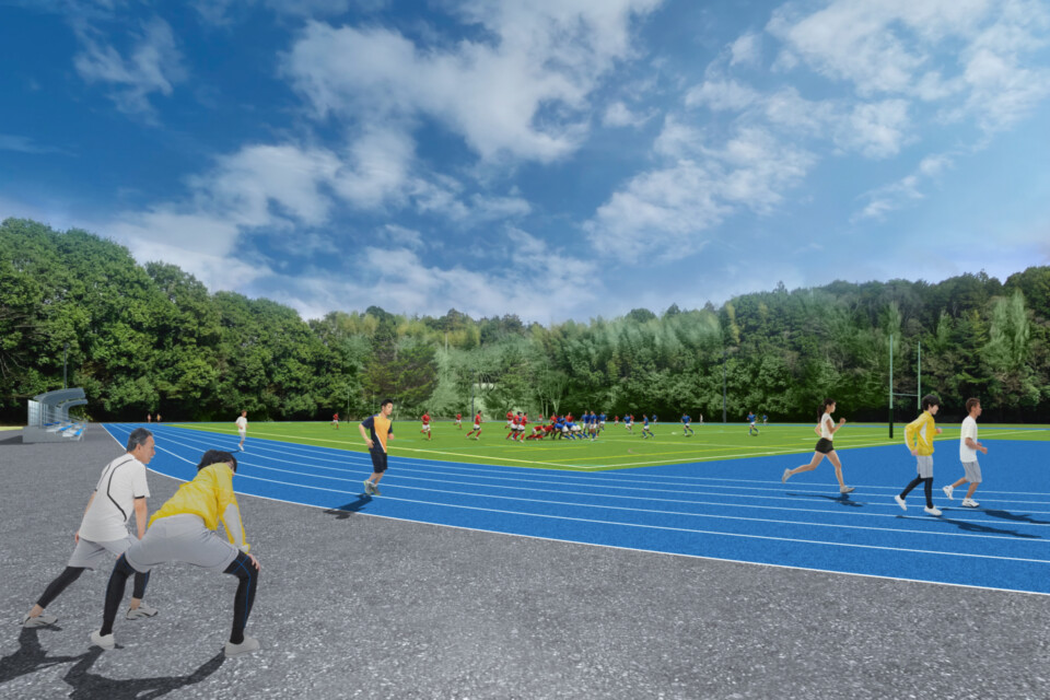 サッカー・ラグビー場、陸上競技用トラック等建設事業（令和9年3月完成予定）